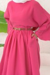 Kloş Etekli Keten Takım 31287 - FUŞYA