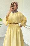 Kloş Etekli Keten Takım 31287 - SARI