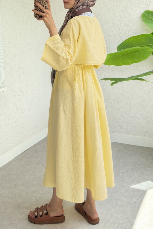 Kloş Etekli Keten Takım 31287 - SARI