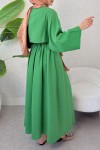 Kloş Etekli Keten Takım 31287 - YEŞİL