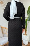 Saç Örgülü Triko Elbise 3320 - SİYAH