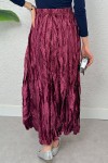 Taş Süslemeli Kırışık Etek 3436 - BORDO