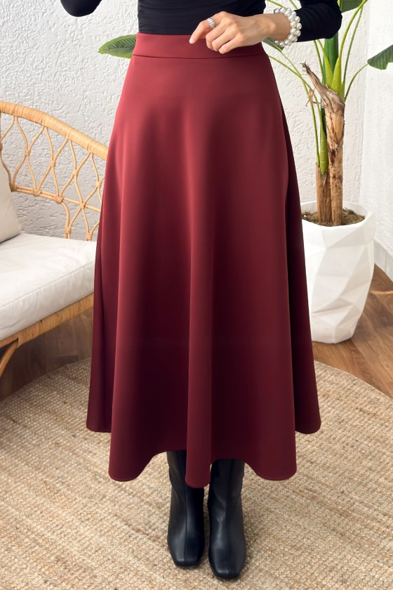 2007 Puf Scuba Kloş Etek - BORDO