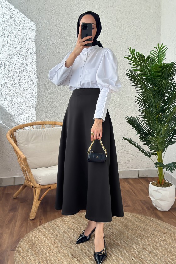 2007 Puf Scuba Kloş Etek - SİYAH