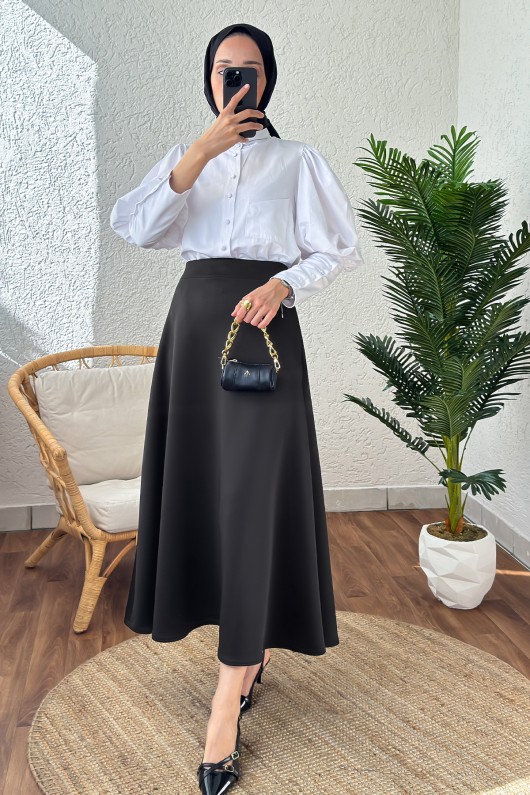 2007 Puf Scuba Kloş Etek - SİYAH