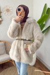 4107 Premium Suni Kürk Mont - TAŞ RENGİ 4107 Premium Suni Kürk Mont - TAŞ RENGİ