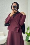 Yandan Bağlamalı Etekli Takım 4117 - BORDO