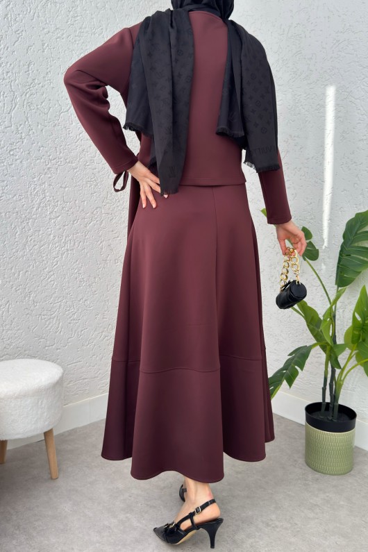 Yandan Bağlamalı Etekli Takım 4117 - BORDO