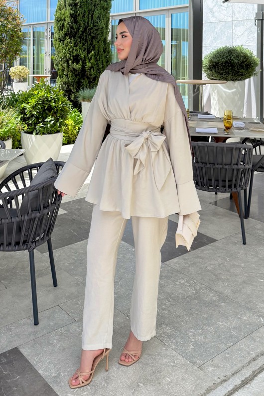 Modal Büyük Kuşaklı Takım 41332 - TAŞ RENGİ