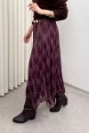 Asimetrik Kesim Desenli Şifon Etek 4151 - MÜRDÜM