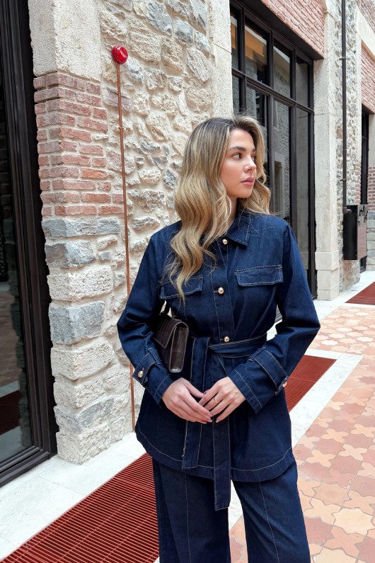 Ceketli Denim Takım 41622 - KOYU MAVİ Ceketli Denim Takım 41622 - KOYU MAVİ