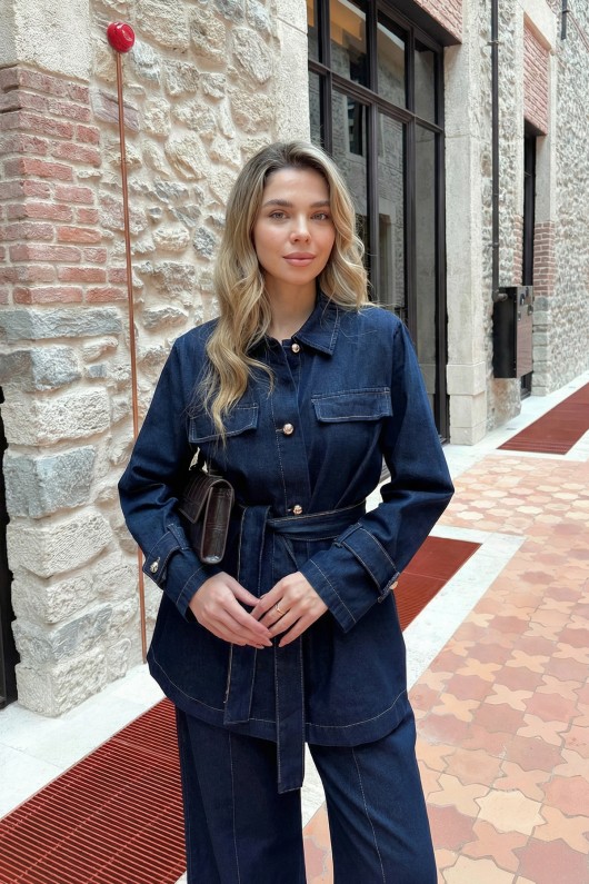 Ceketli Denim Takım 41622 - KOYU MAVİ Ceketli Denim Takım 41622 - KOYU MAVİ