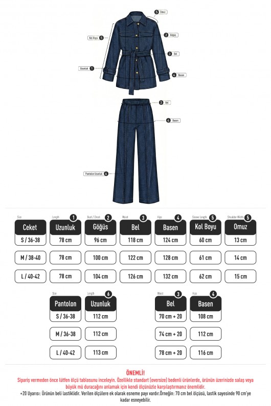 Ceketli Denim Takım 41622 - KOYU MAVİ Ceketli Denim Takım 41622 - KOYU MAVİ