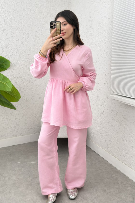 Çapraz Bağlamalı Kimono Takım 43457 - PEMBE Çapraz Bağlamalı Kimono Takım 43457 - PEMBE