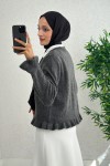 Fırfır Detaylı Triko Hırka 43478 - ANTRASİT