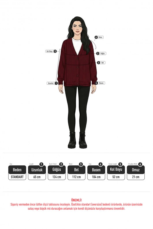 V Yaka Triko Hırka 44119 - BORDO