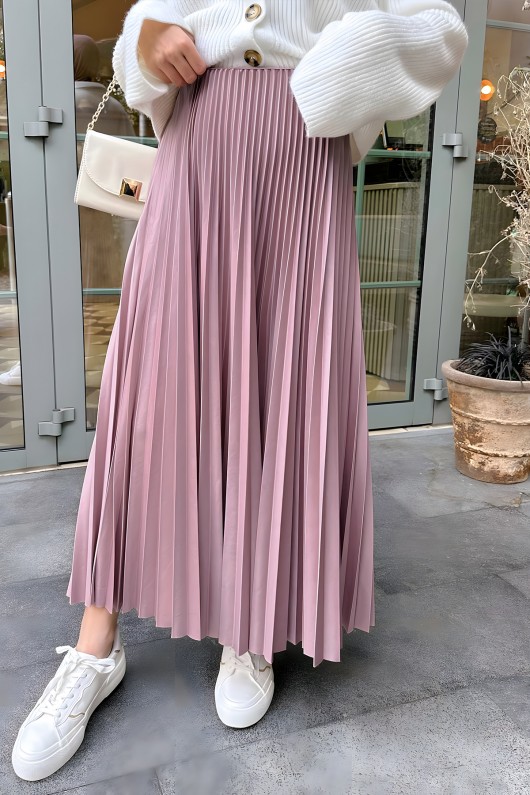 5005 Pliseli Etek - GÜL KURUSU