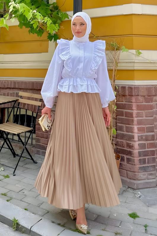 5005 Pliseli Etek - VİZON