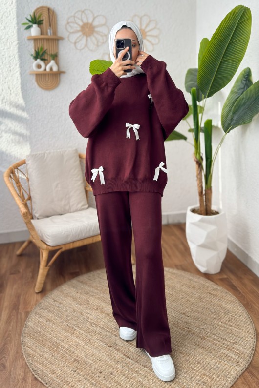 Fiyonklu Triko Takım 5045 - BORDO