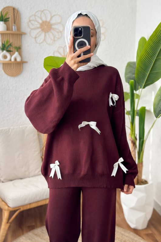 Fiyonklu Triko Takım 5045 - BORDO