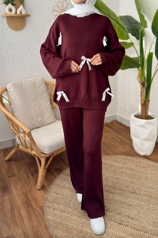 Fiyonklu Triko Takım 5045 - BORDO