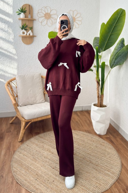 Fiyonklu Triko Takım 5045 - BORDO