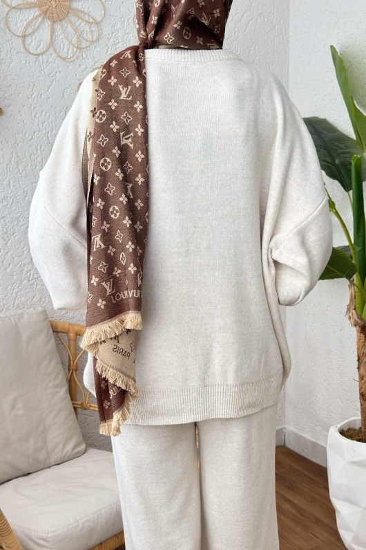 Fiyonklu Triko Takım 5045 - TAŞ RENGİ