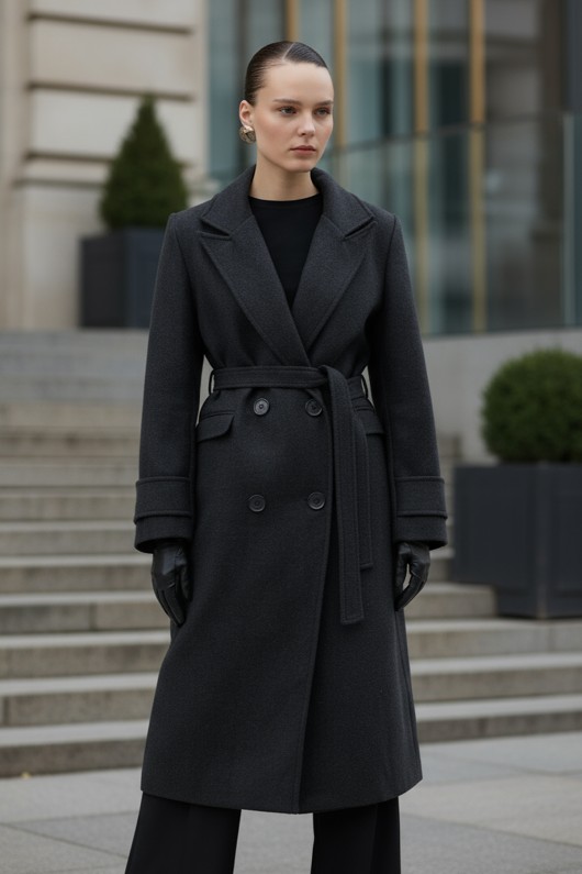 Cep Kapaklı Kaşe Kaban 51008 - ANTRASİT Cep Kapaklı Kaşe Kaban 51008 - ANTRASİT