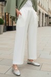 Önü Çımalı Scuba Pantolon 5526 - BEYAZ