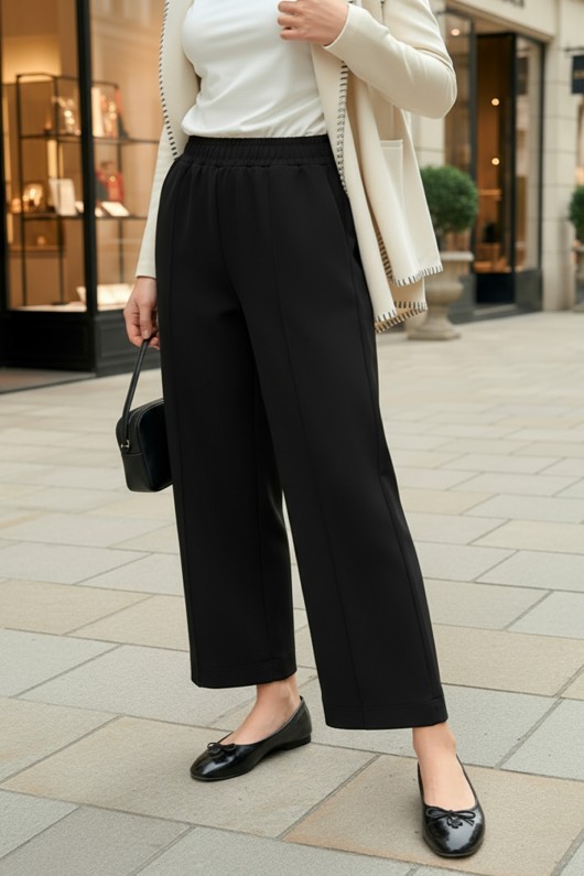 Önü Çımalı Scuba Pantolon 5526 - SİYAH Önü Çımalı Scuba Pantolon 5526 - SİYAH