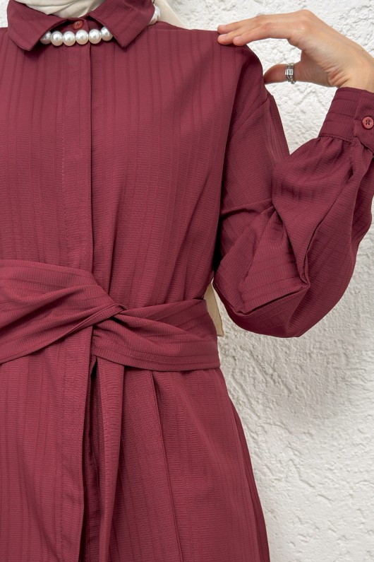 Büyük Kuşaklı Gömlek 5555 - BORDO