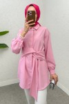 Büyük Kuşaklı Gömlek 5555 - PEMBE
