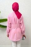 Büyük Kuşaklı Gömlek 5555 - PEMBE