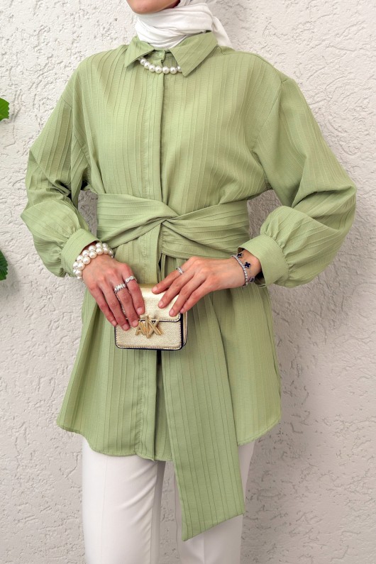 Büyük Kuşaklı Gömlek 5555 - MİNT YEŞİLİ Büyük Kuşaklı Gömlek 5555 - MİNT YEŞİLİ