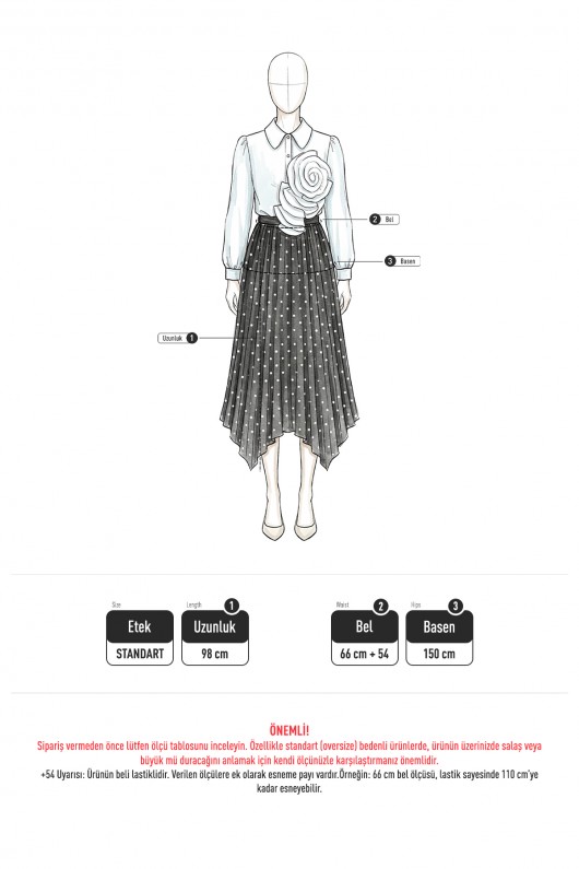 Puantiyeli Şifon Etek 580056 - SİYAH Puantiyeli Şifon Etek 580056 - SİYAH