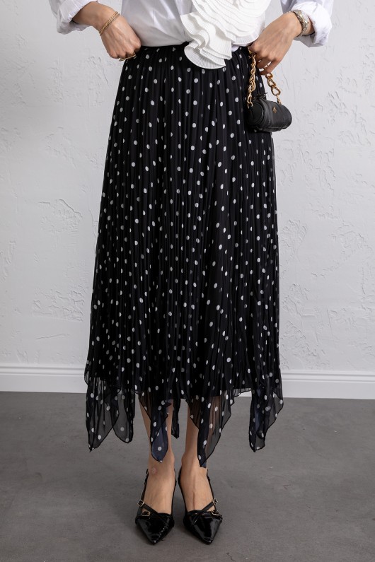 Puantiyeli Şifon Etek 580056 - SİYAH Puantiyeli Şifon Etek 580056 - SİYAH