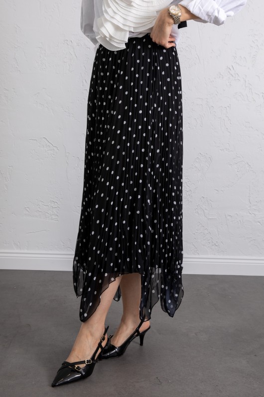 Puantiyeli Şifon Etek 580056 - SİYAH Puantiyeli Şifon Etek 580056 - SİYAH