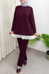Altı Pliseli Tunik Takım 58122 - BORDO
