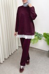 Altı Pliseli Tunik Takım 58122 - BORDO