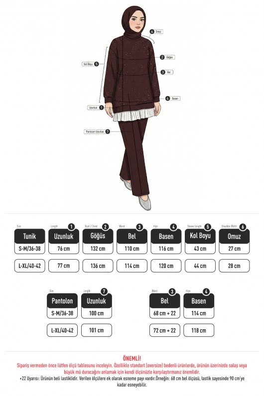 Altı Pliseli Tunik Takım 58122 - SİYAH