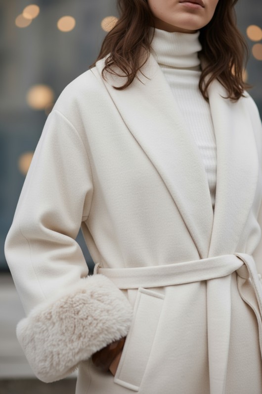 Kolları Kürklü Kaşe Kaban 5892 - TAŞ RENGİ