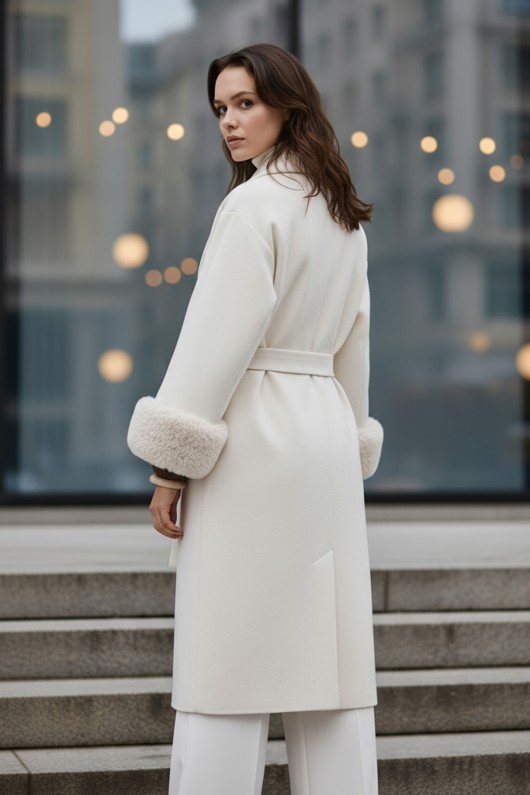 Kolları Kürklü Kaşe Kaban 5892 - TAŞ RENGİ