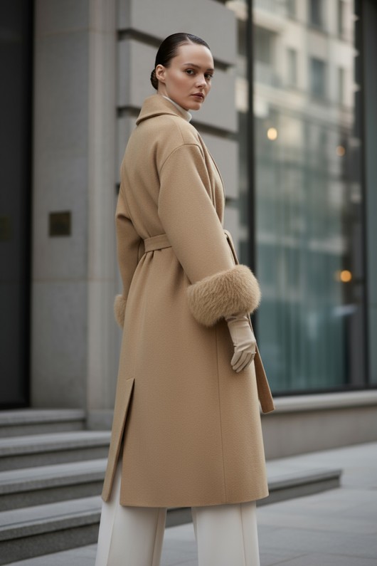 Kolları Kürklü Kaşe Kaban 5892 - VİZON