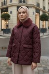 Yakası Kürklü Şişme Mont 5904 - KOYU BORDO