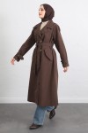 Arka Pile ve Düğme Detaylı Trençkot 5979 - KAHVERENGİ