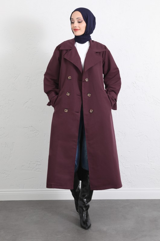 Arka Pile ve Düğme Detaylı Trençkot 5979 - MÜRDÜM