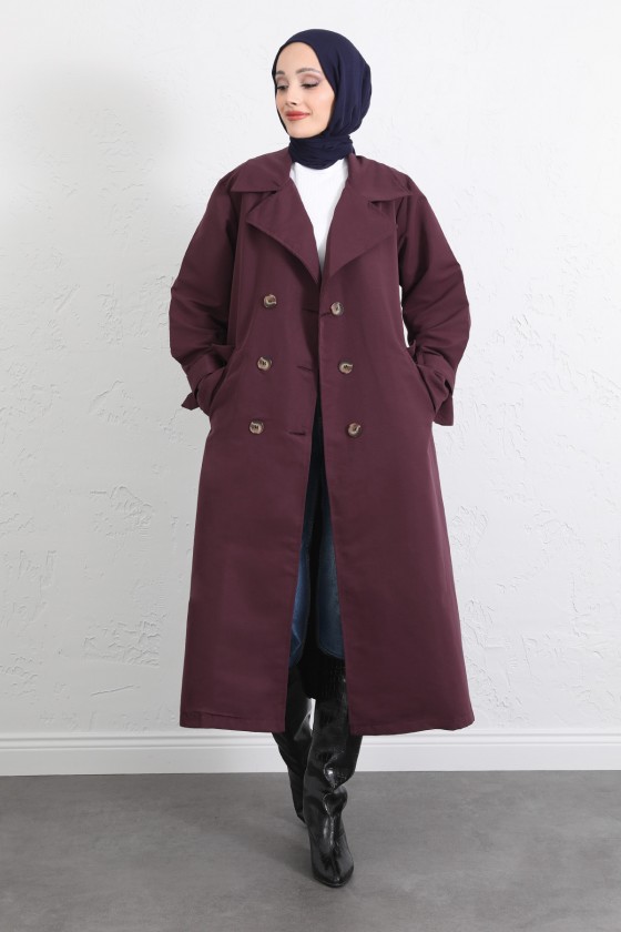 Arka Pile ve Düğme Detaylı Trençkot 5979 - MÜRDÜM