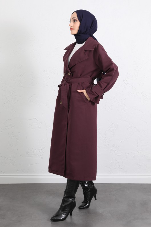 Arka Pile ve Düğme Detaylı Trençkot 5979 - MÜRDÜM