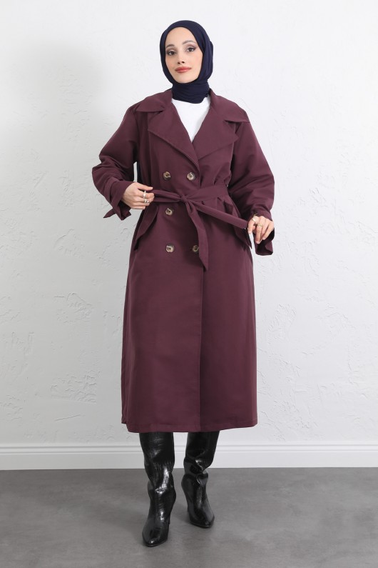 Arka Pile ve Düğme Detaylı Trençkot 5979 - MÜRDÜM