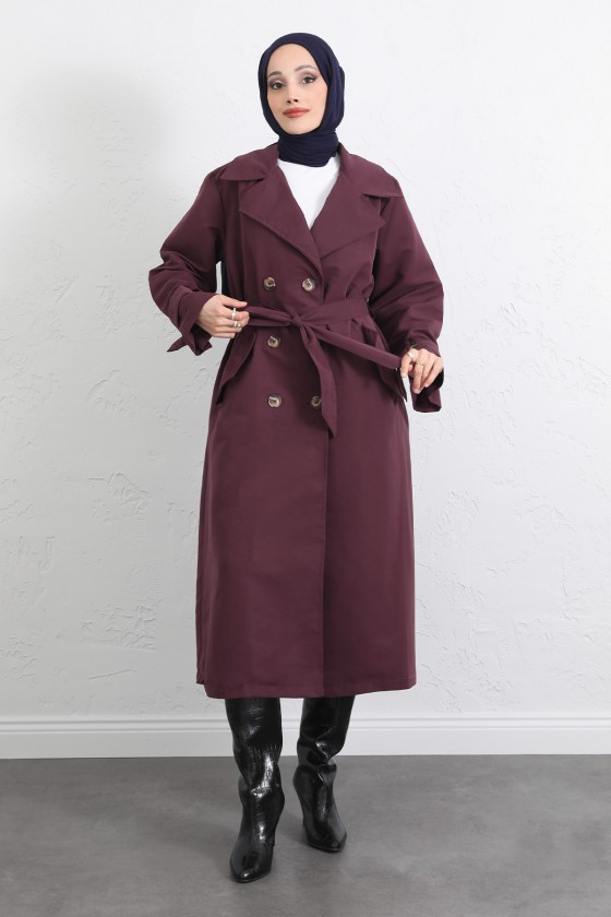 Arka Pile ve Düğme Detaylı Trençkot 5979 - MÜRDÜM